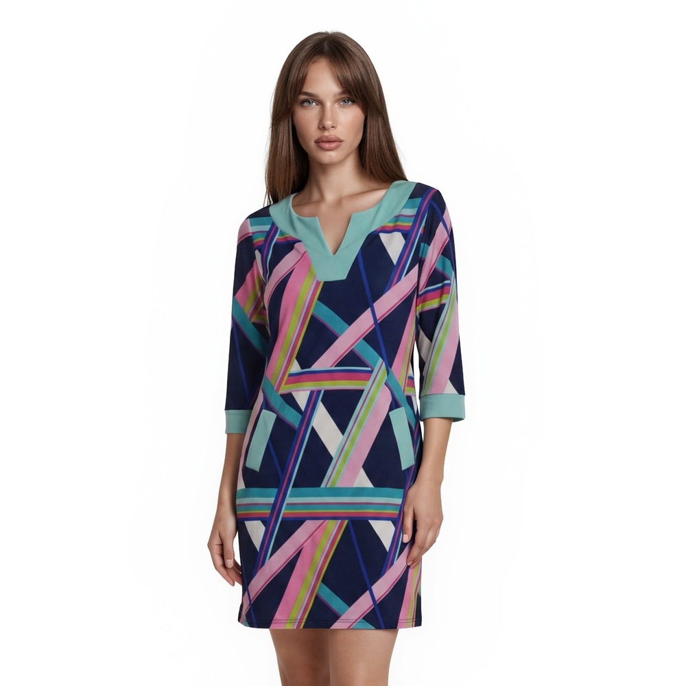 NEW Tracy Negoshian Mini Dress Women's Size Large Geometric Abstract Pockets